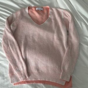 John and Jenn pink sweater